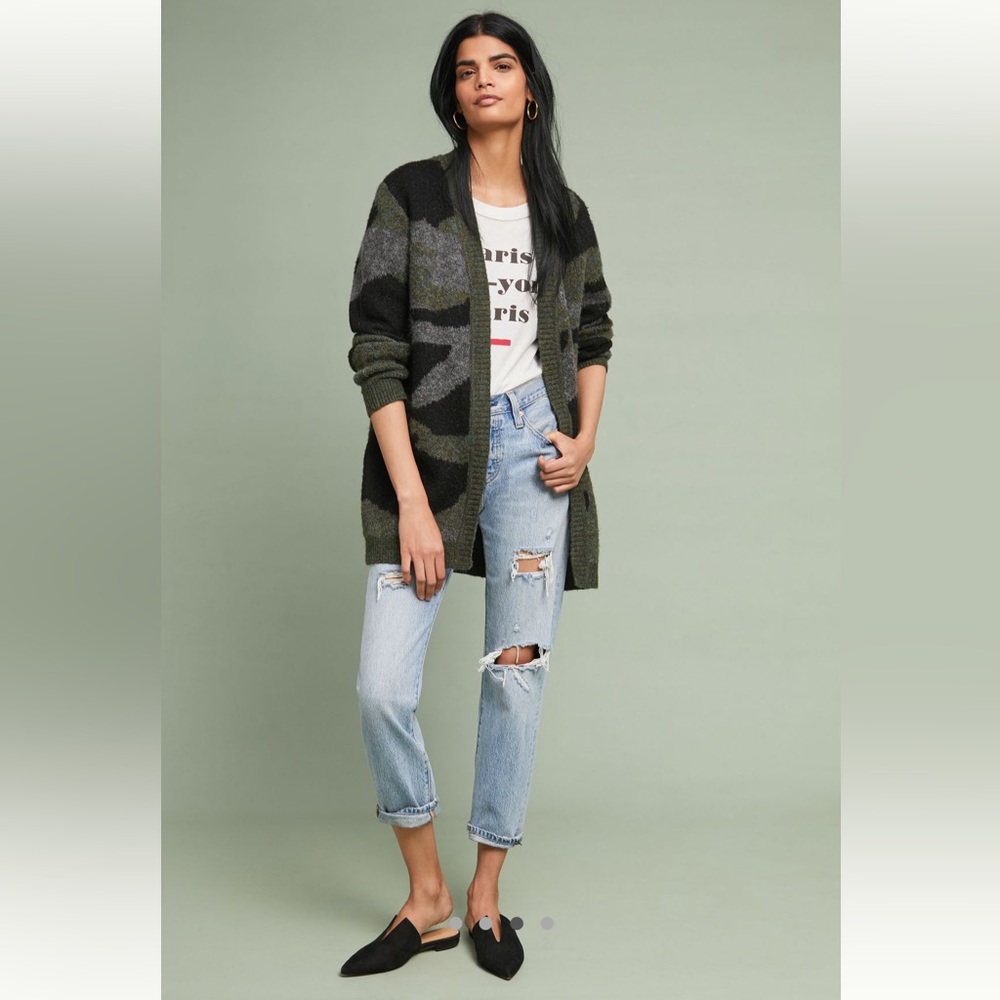 Anthropologie Moth Camo Cardigan
